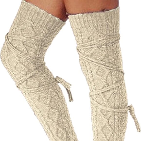 Woman's Knitted Crochet Boot Socks - Picture 3 of 3